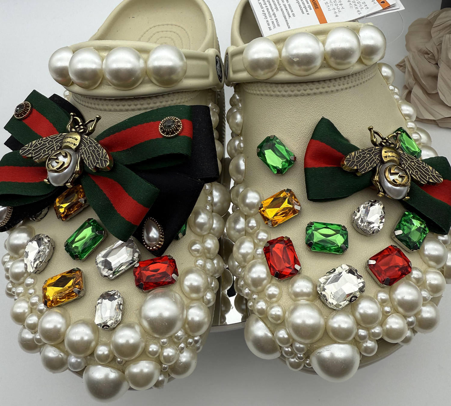 Cream-Pearl-Jewel-&-Bow-Bling-Slides