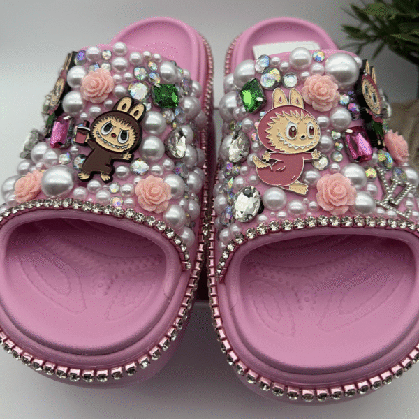 Custom Bling Pink Pearl Character Slides