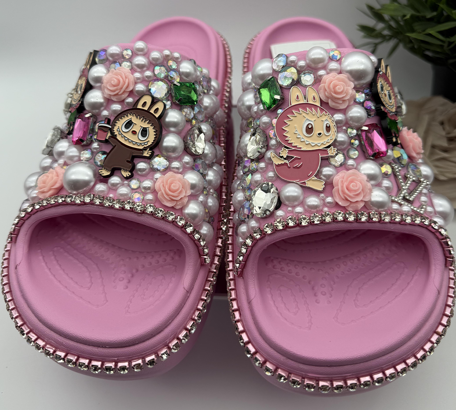 Custom-Bling-Pink-Pearl-Character-Slides Custom-Bling-Pink-Pearl-Character-Slides