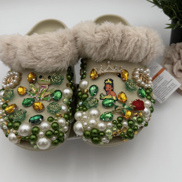 Custom Bling Princess Fur-Lined Clogs