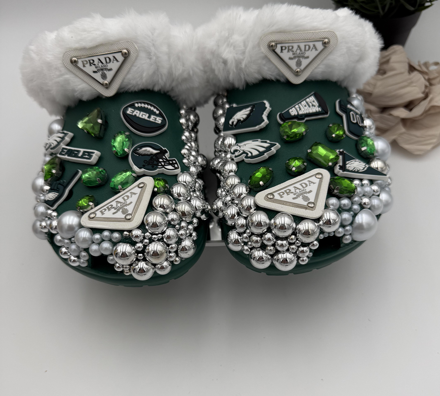 Emerald-Green-Fur-Lined-Designer-Bling-Clogs