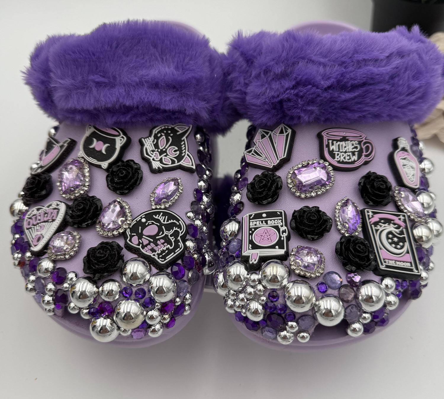 Gothic Glam Faux Fur Clogs - PURGOTCR-085