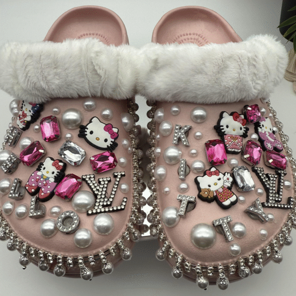 Kitty Couture Fluffy Embellished Clogs