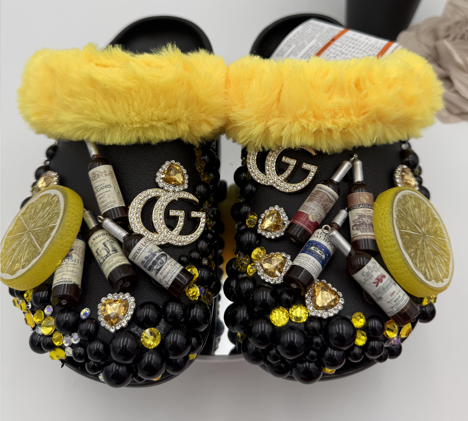 Lemon-Drop-&-Gold-Faux-Fur-Clogs