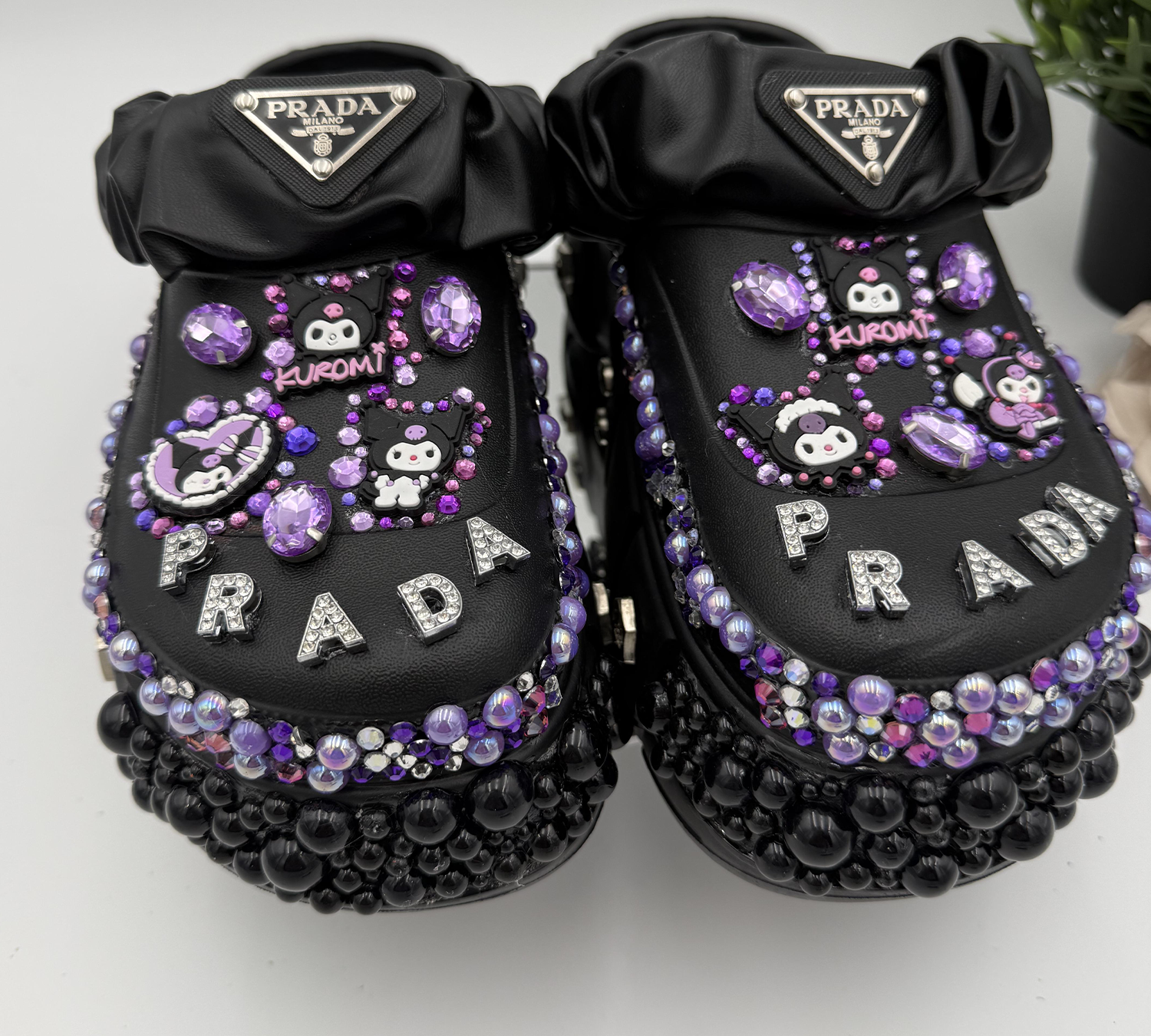 Luxury-Bling-&-Character-Custom-Black-Clogs