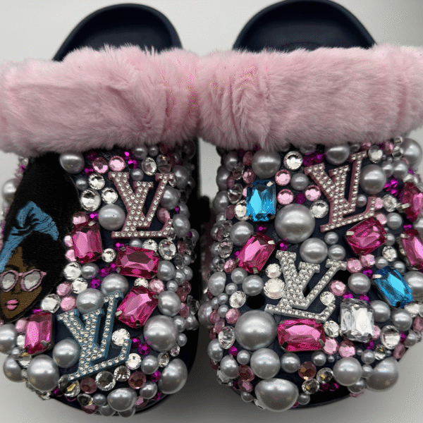 Luxury Pink Fur & Pearl Designer Slides