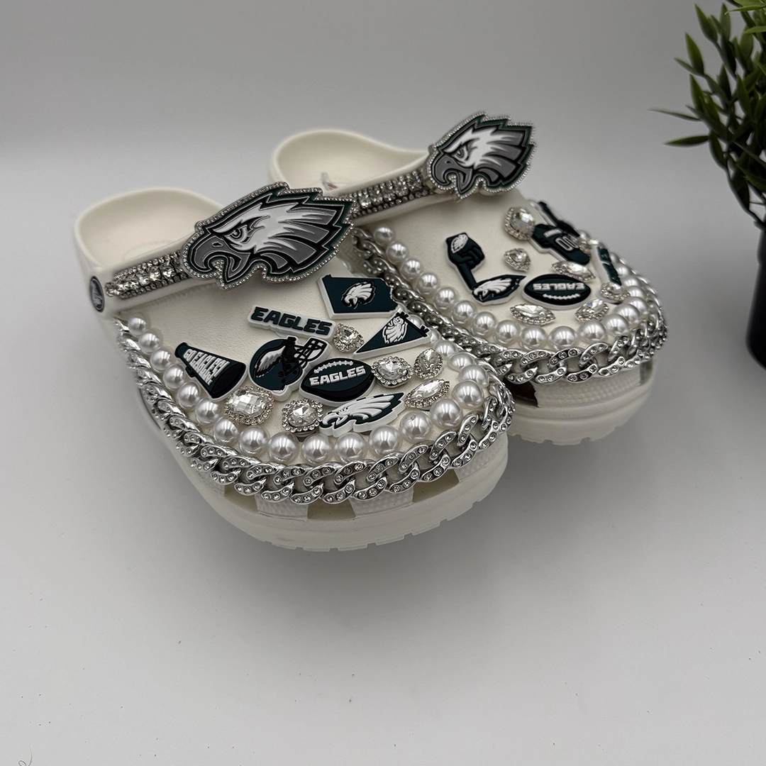 Icy Silver Football Fan Clogs-WHIICYCR-161