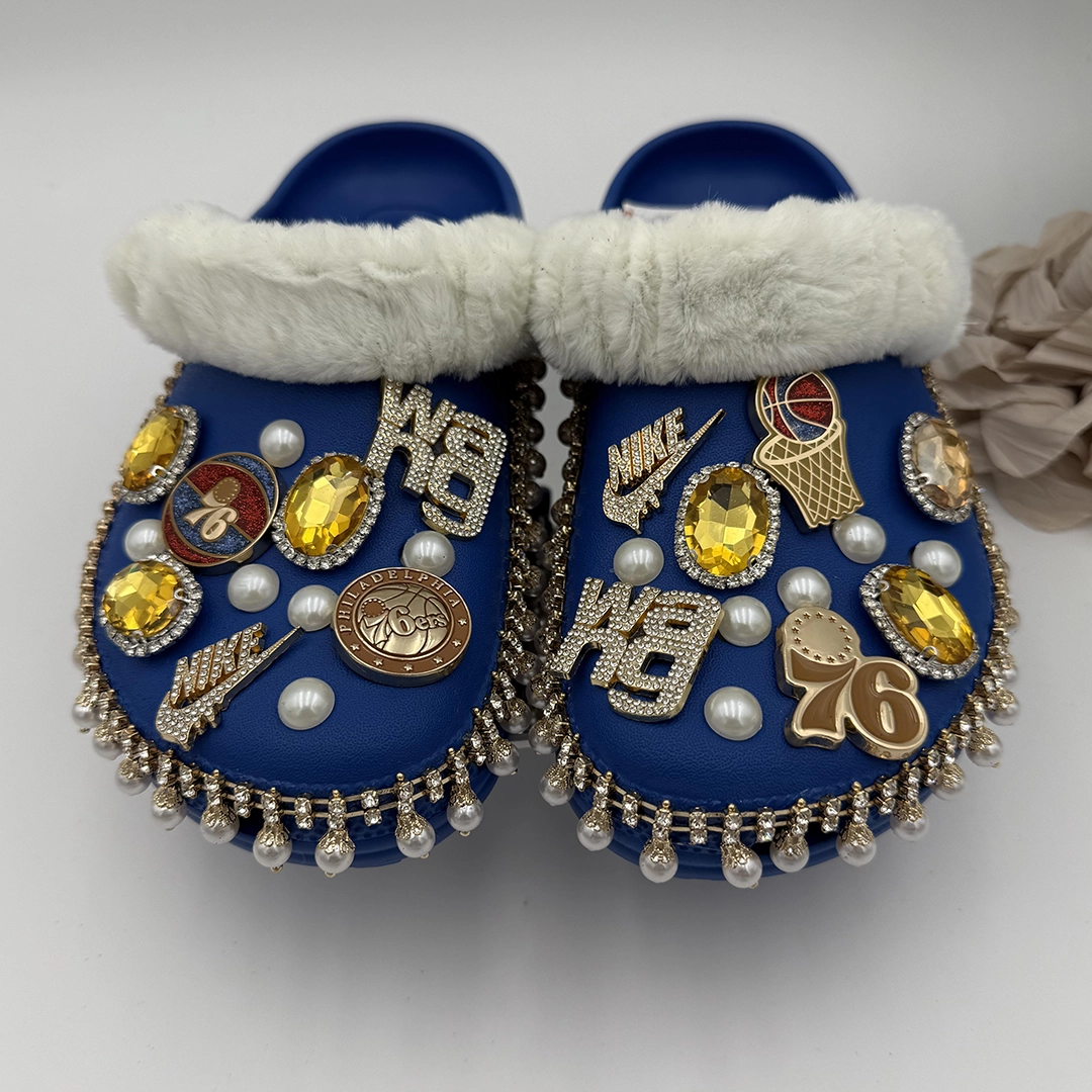 Royal Blue Dangle Charm Clogs-BLUROYCR-157