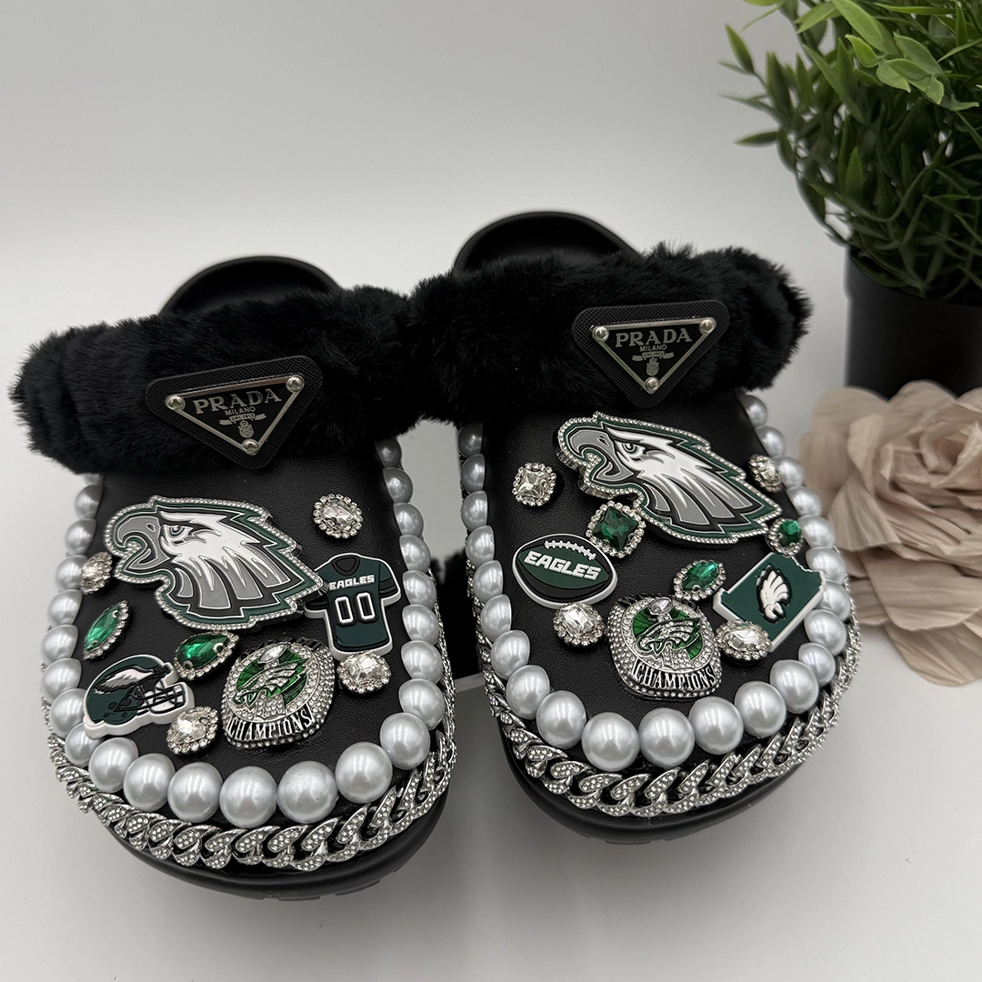 Silver Chain Fan Bling Clogs-BLASILCR-156 Silver Chain Fan Bling Clogs-BLASILCR-156